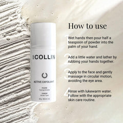 G.M. COLLIN Active Exfoliant Powder face application demonstrates daily use.