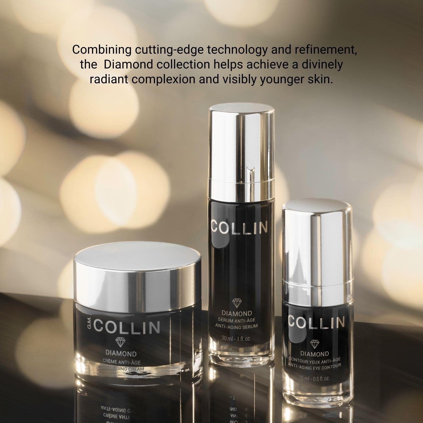 G.M. Collin Diamond Cream vanity setup evokes a daily skincare ritual.