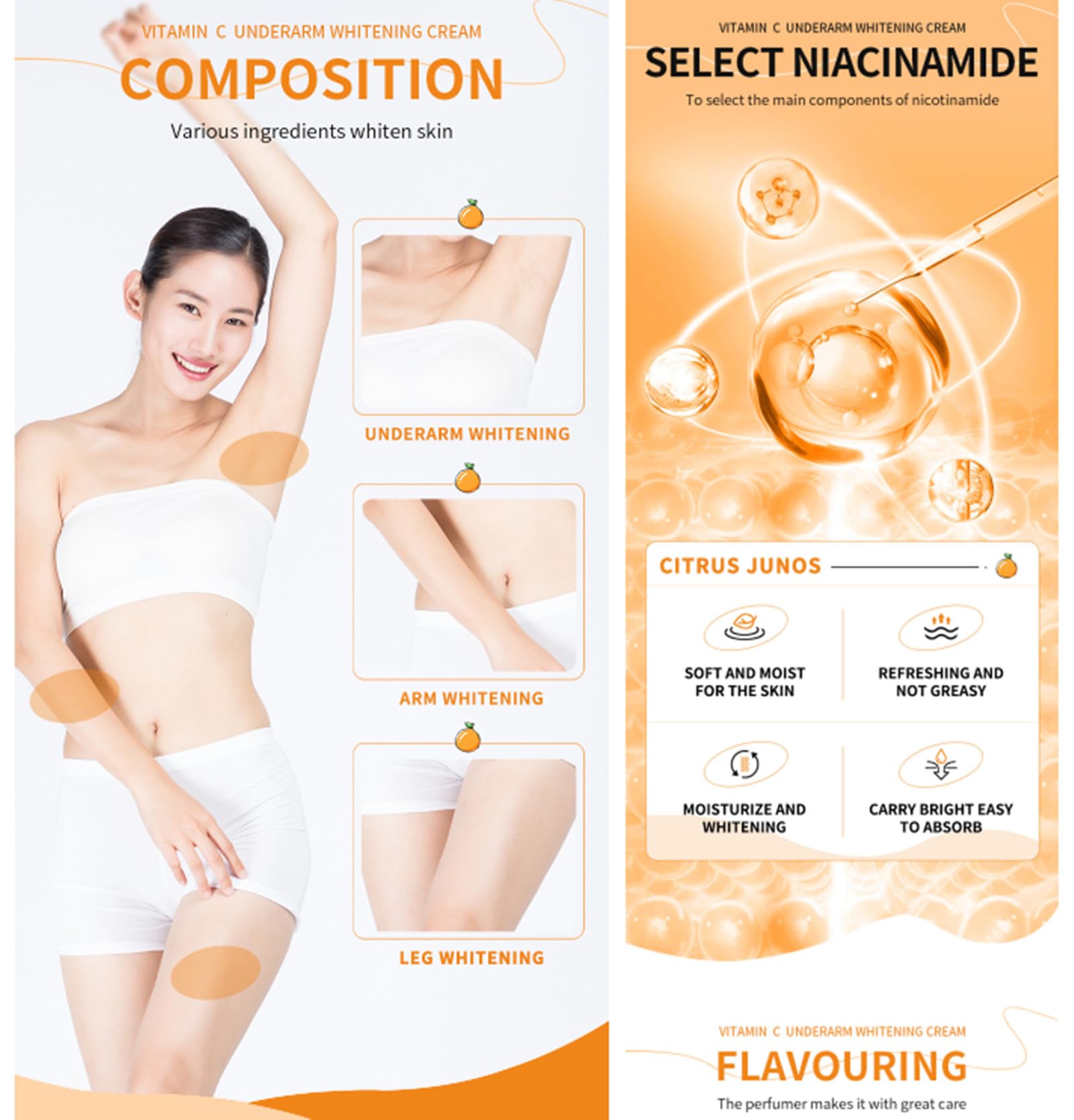 Go Ho Vitamin C cream on elbows and knees helps reduce visible darkness