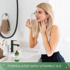 Go Nature Skincare Serum application on hand suggests quick absorption and non-greasy feel.