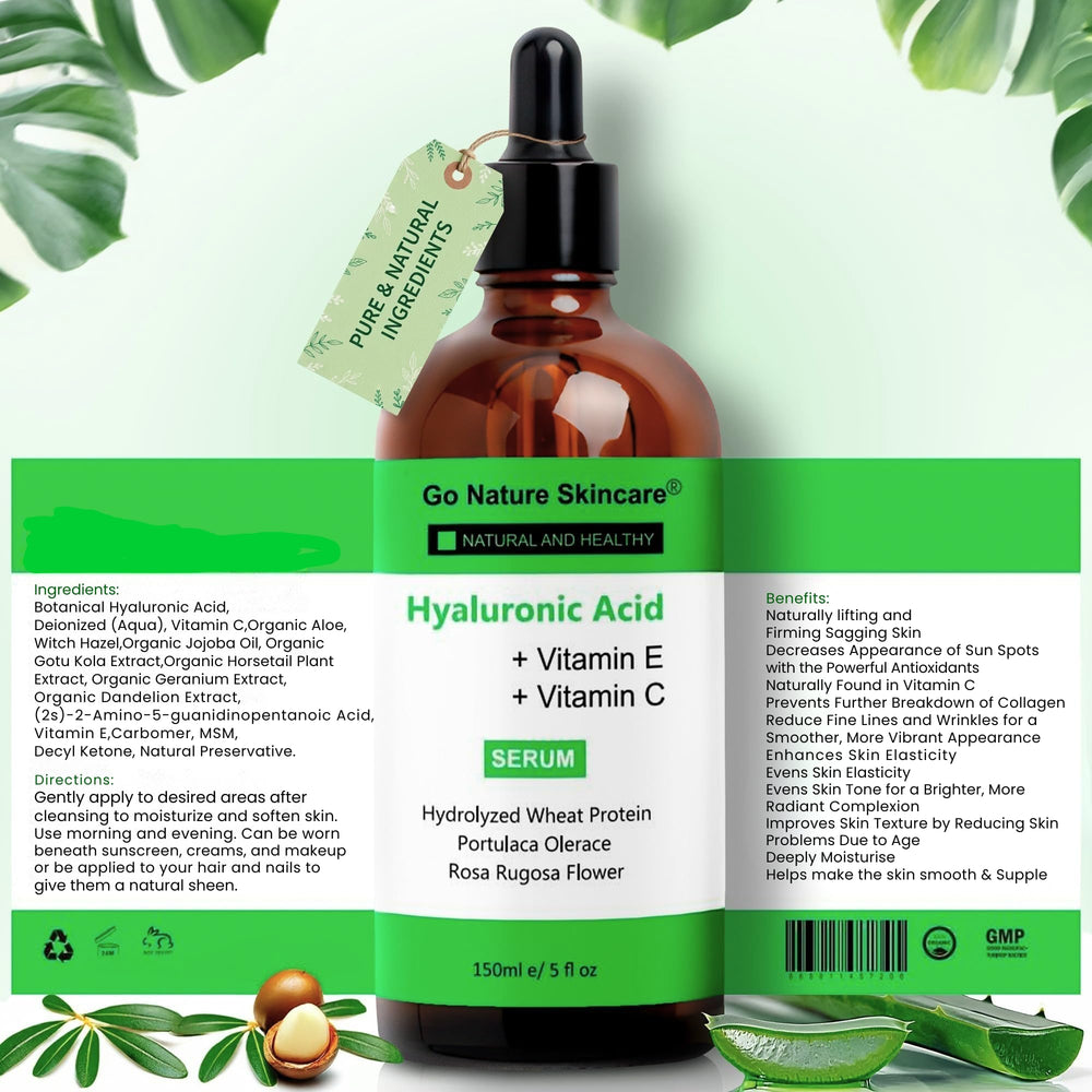 Go Nature Skincare Serum Vitamin C boost hints at brightening benefits.