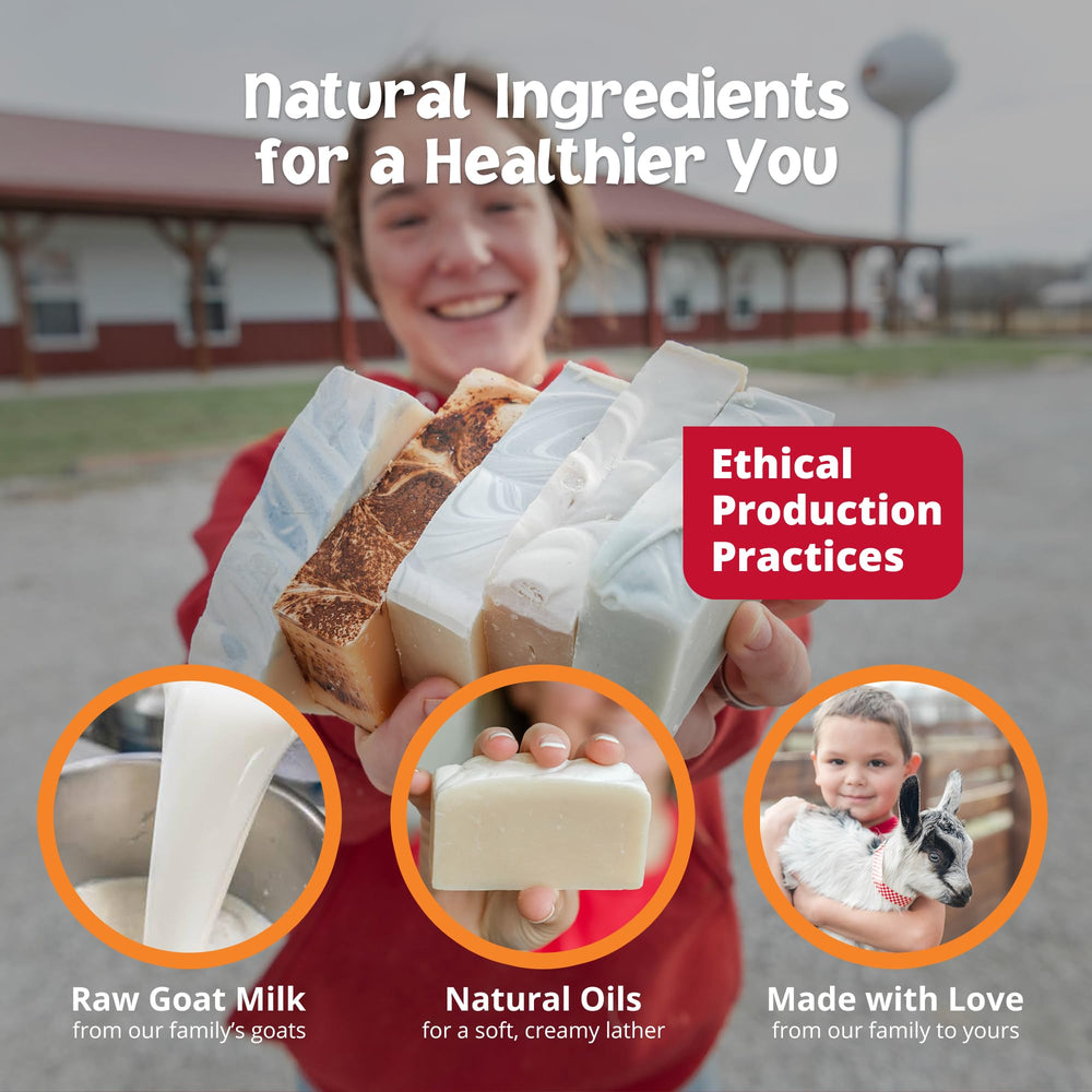 Goat Milk Stuff USA-made packaging and logo within natural setting