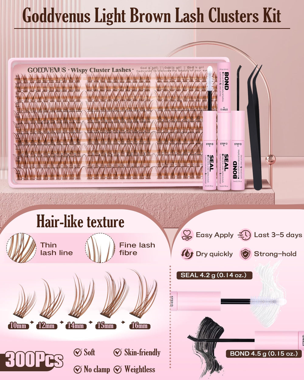Goddvenus Lash adhesive, seal, and tweezers included for secure DIY application