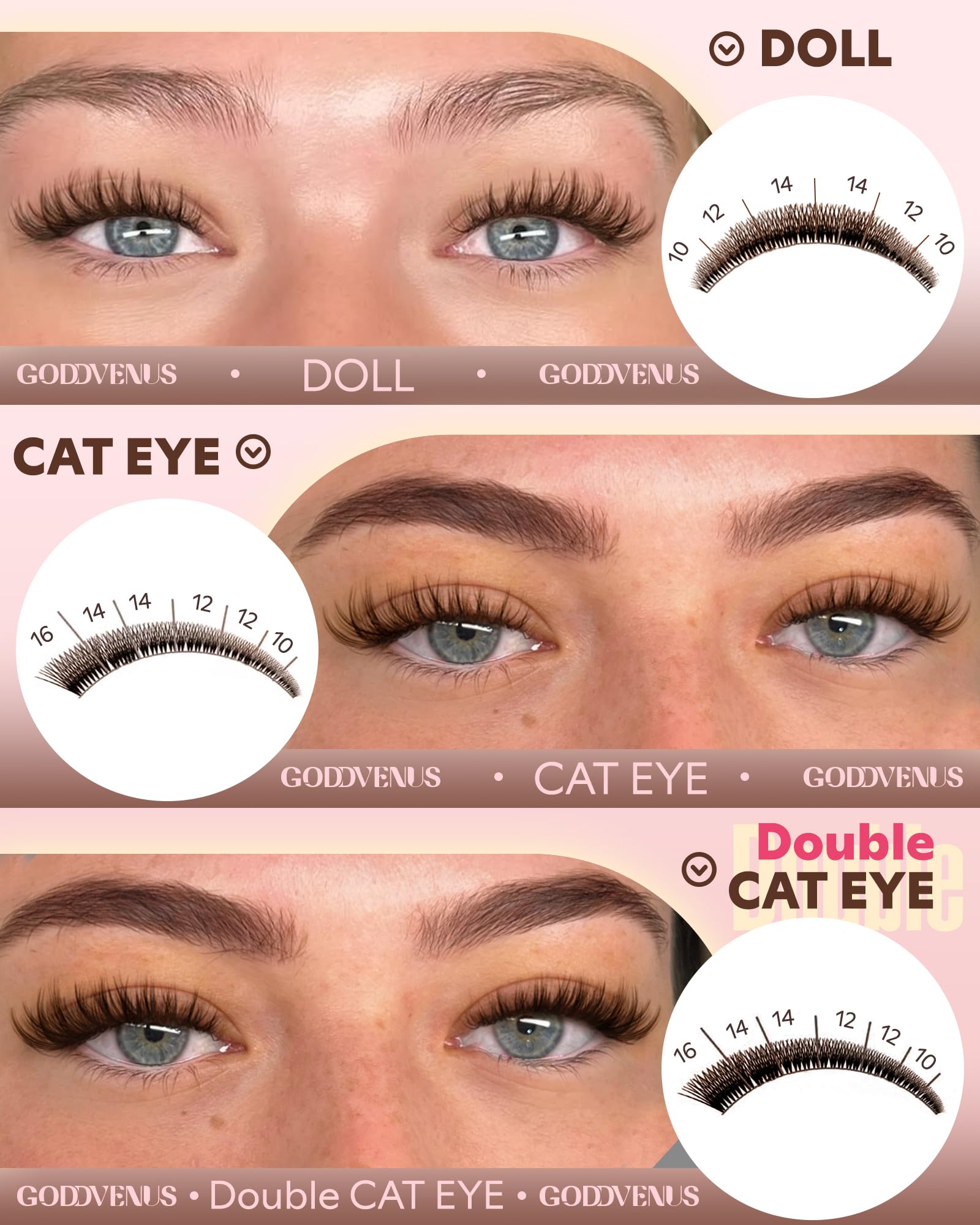 Goddvenus lash clusters kit offers varied lengths for subtle to dramatic looks.
