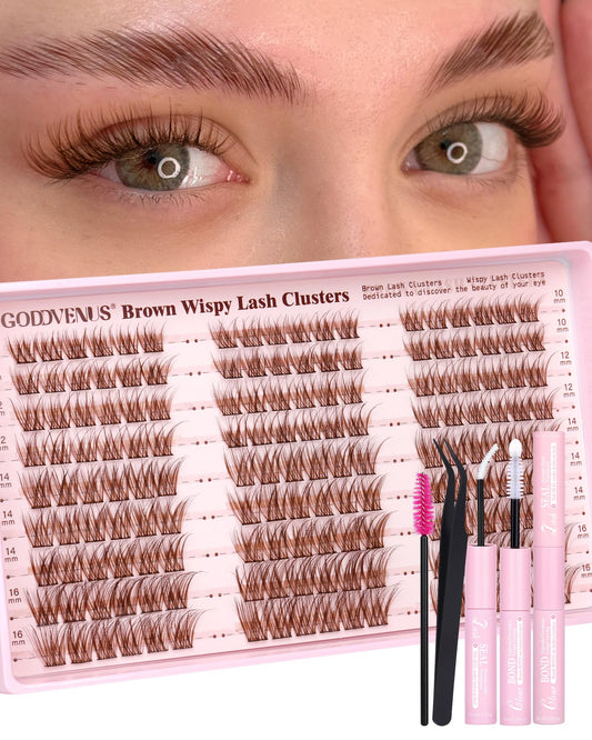 Goddvenus brown wispy lash clusters kit for natural-looking volume