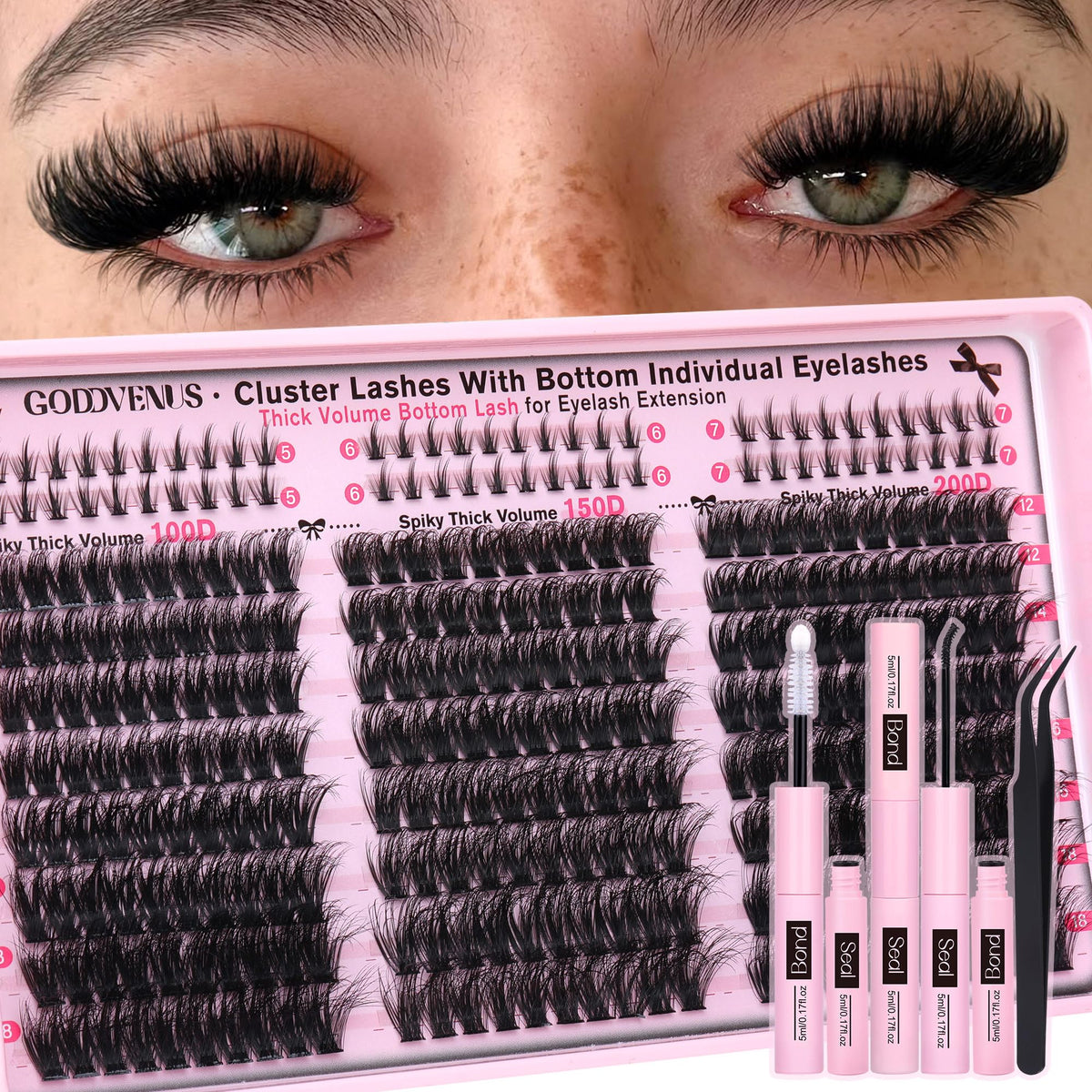Goddvenus Fluffy Lash Clusters Kit packaging for premium at-home styling