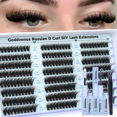 Goddvenus Lash Clusters Kit 12mm for versatile natural to dramatic looks