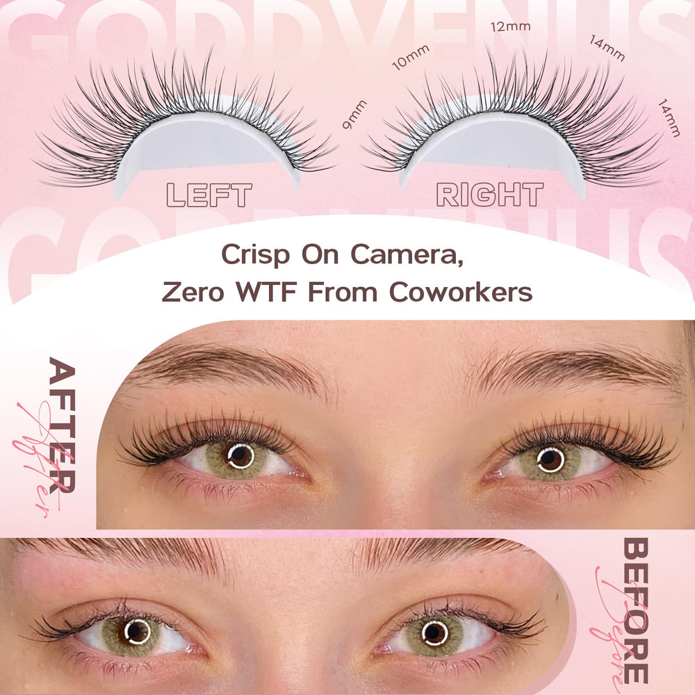 Goddvenus lash length range 9-14mm shows versatile styling options.