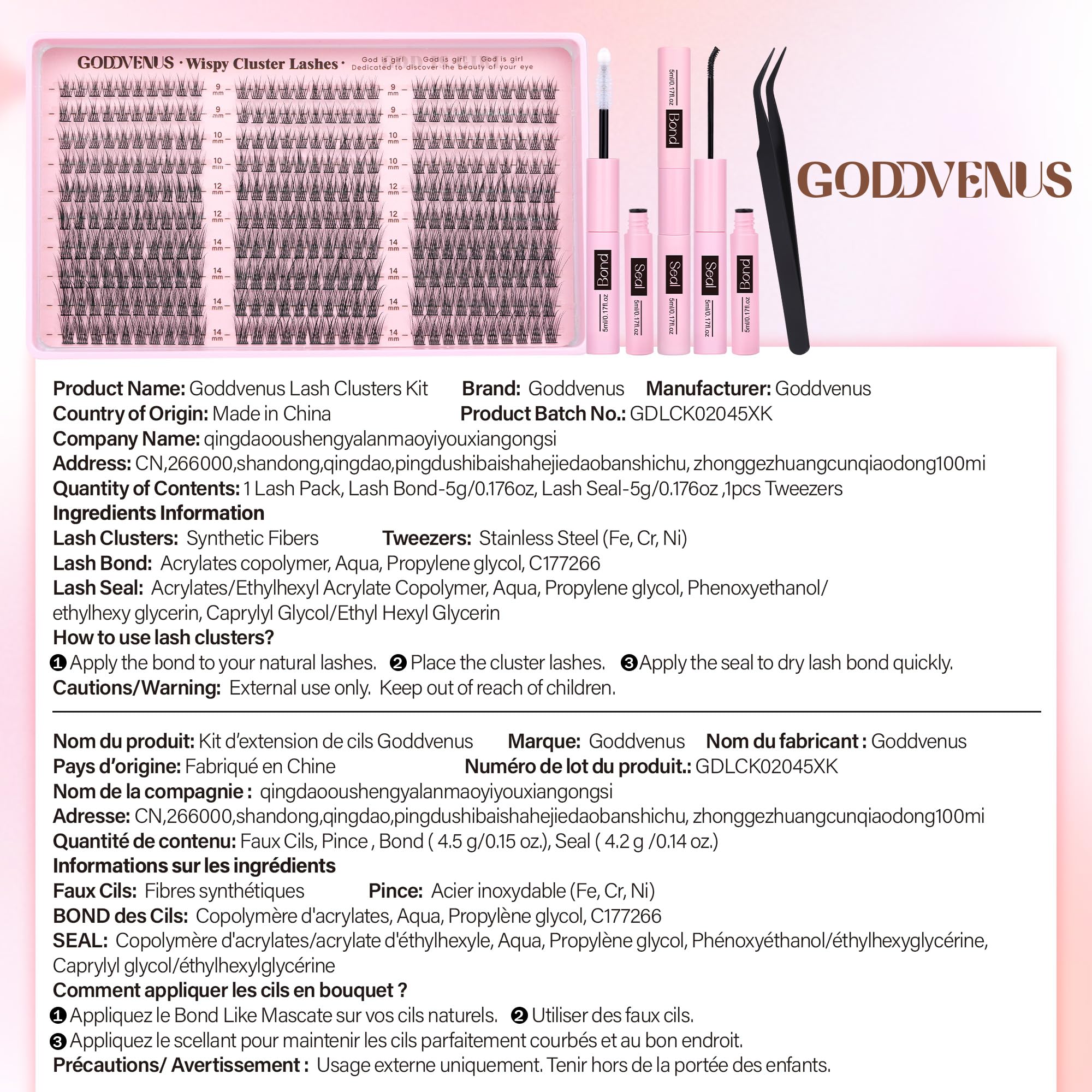 Goddvenus packaging with 300pcs clusters for multiple looks.