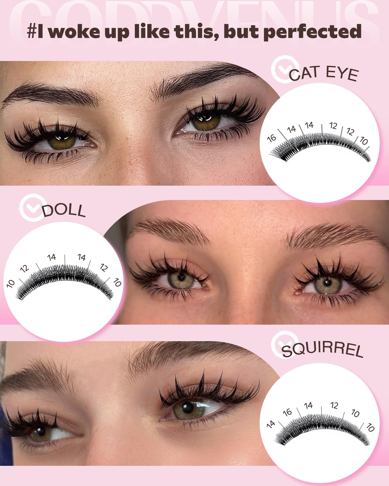 Goddvenus Manga Lash Clusters outer 16mm winged look close-up