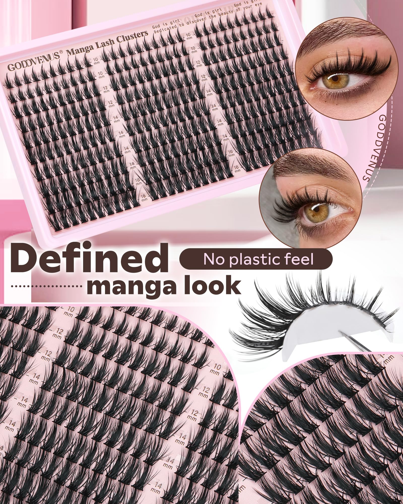 Goddvenus Manga Lash Clusters squirrel-eye style outer wing close-up