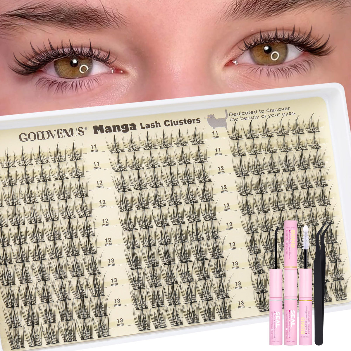 Goddvenus wispy lash clusters 11mm natural look and light feel for everyday wear