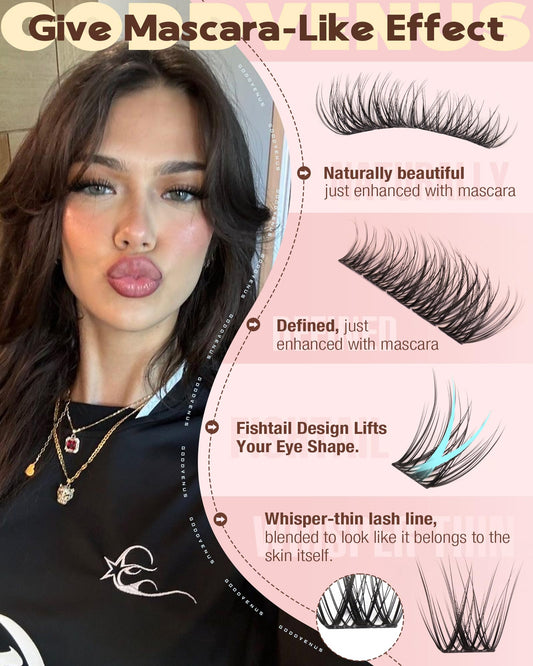 Goddvenus Wispy Lash Clusters Kit with tools for precise DIY application.