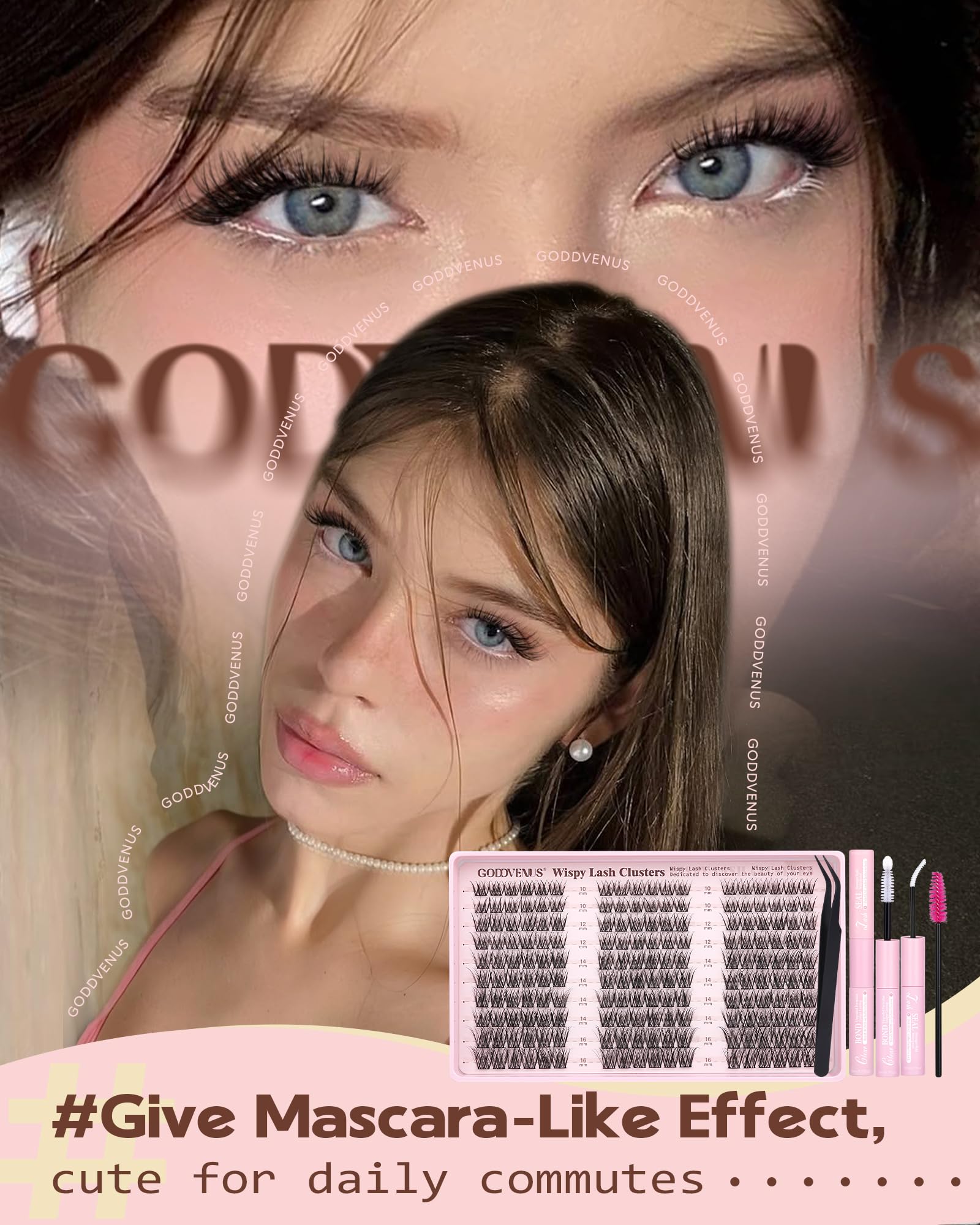 Goddvenus Wispy Lash Clusters Kit featuring gentle bond and durable seal.