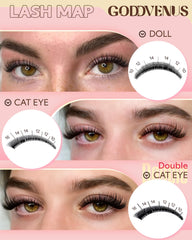 Goddvenus Wispy Lash Clusters Kit Double Cat Eye option for elongation.