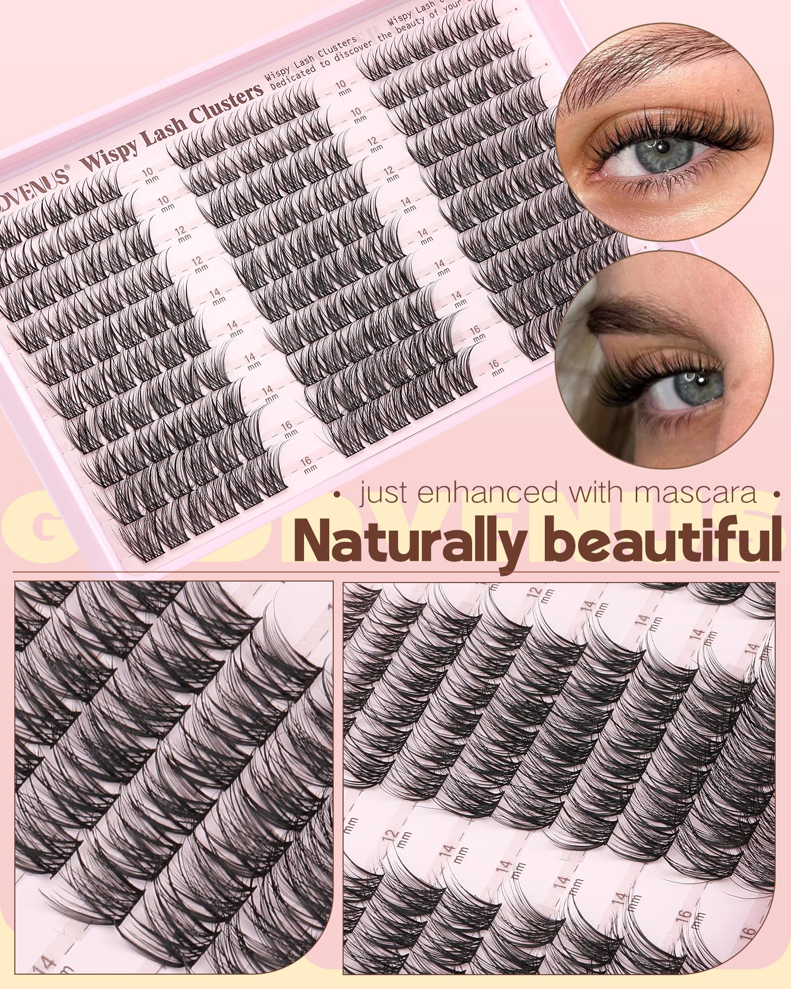 Goddvenus Wispy Lash Clusters Kit Doll Eye style for soft drama.