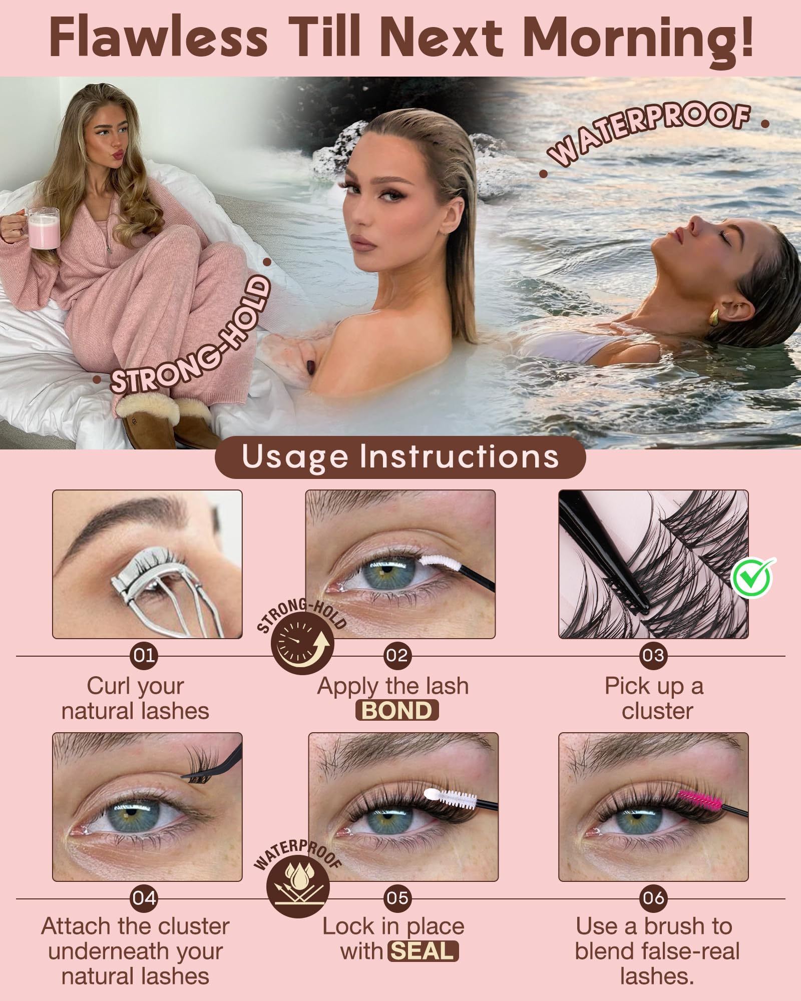 Goddvenus Wispy Lash Clusters Kit easy removal with water-based remover.
