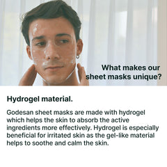 GODESAN hydrogel mask closeup texture adheres softly to skin.
