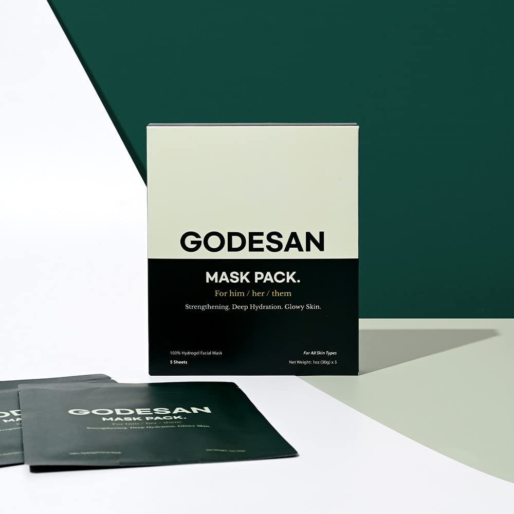 GODESAN hydrogel mask on face delivers gentle hydration and glow.