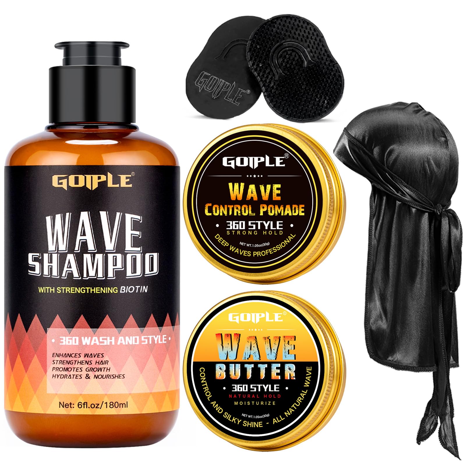 Goiple 360 Wave Pomade strong hold for defined waves and shine.