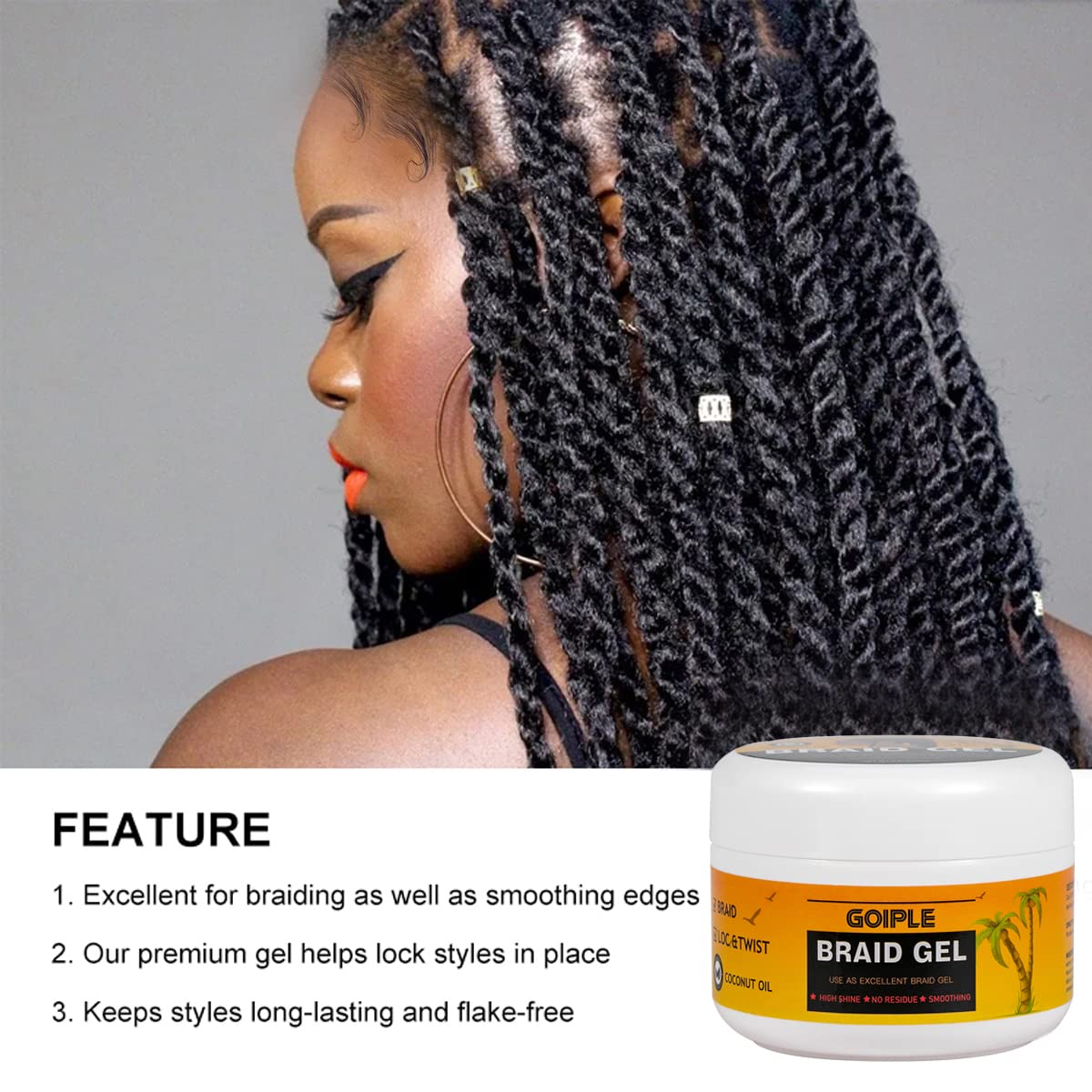 Goiple 8.8oz gel with combs package ideal for home braiding sessions