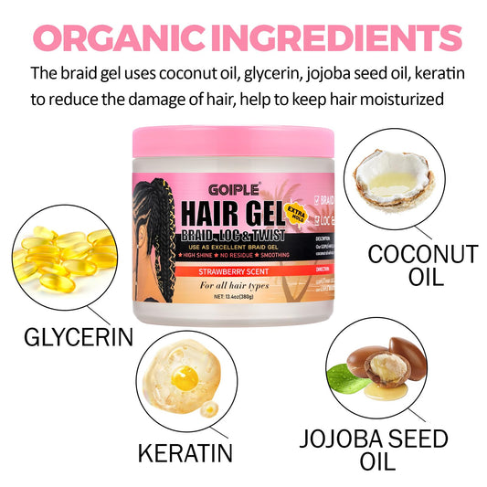 Goiple Braiding Gel provides long-lasting shine and frizz control for braids