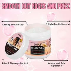 Goiple braid gel delivers a glossy finish on braids and twists.