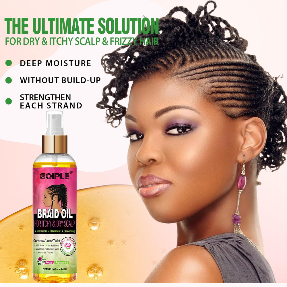 Goiple Braid Oil has a lightweight formula with no heavy residue.