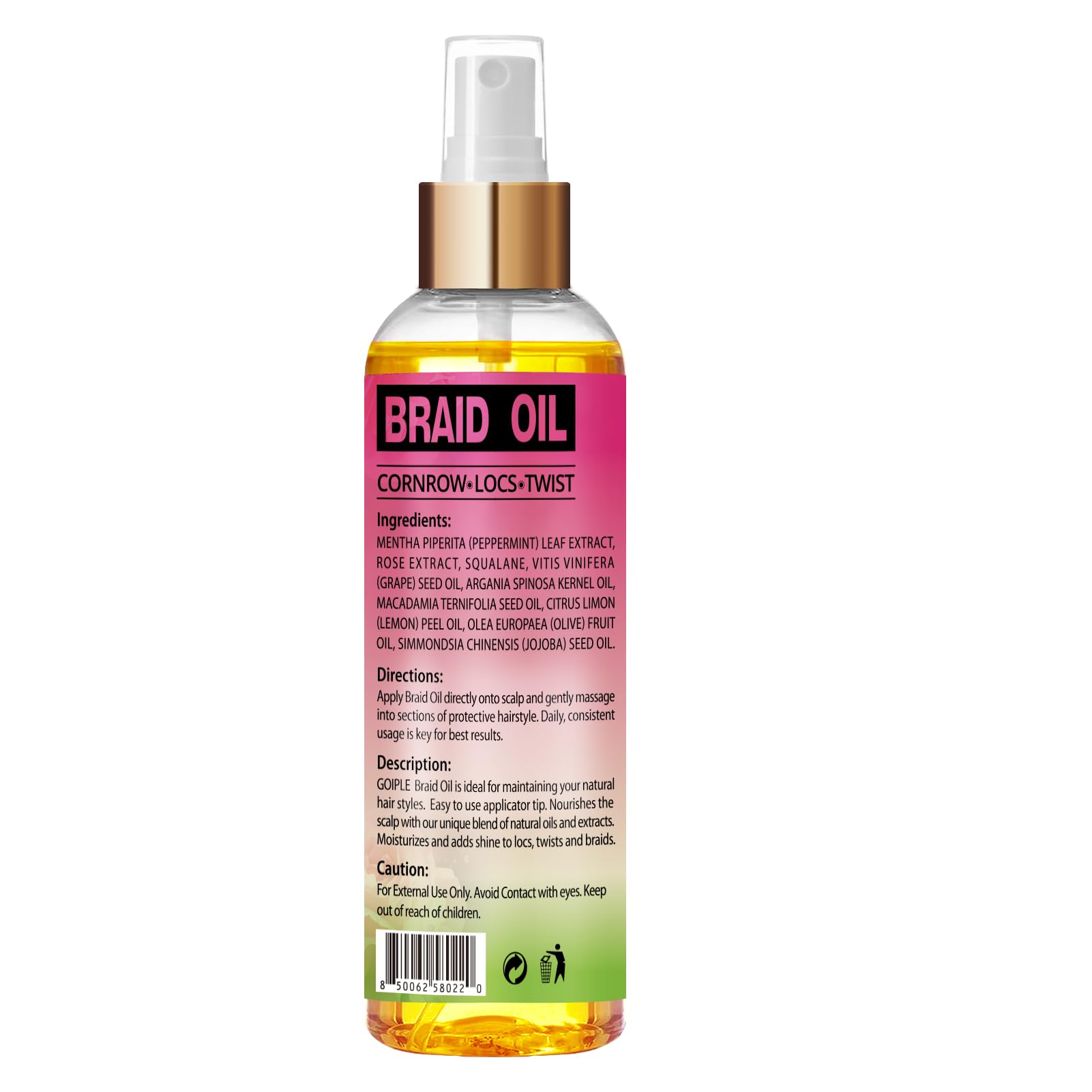 Goiple Braid Oil keeps scalp comfortable without buildup for easy maintenance.