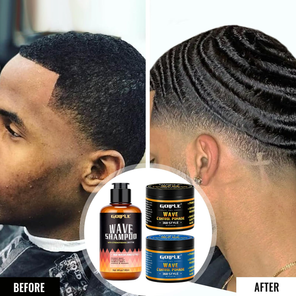 Goiple daily routine progression with pomade and shampoo for better styling.