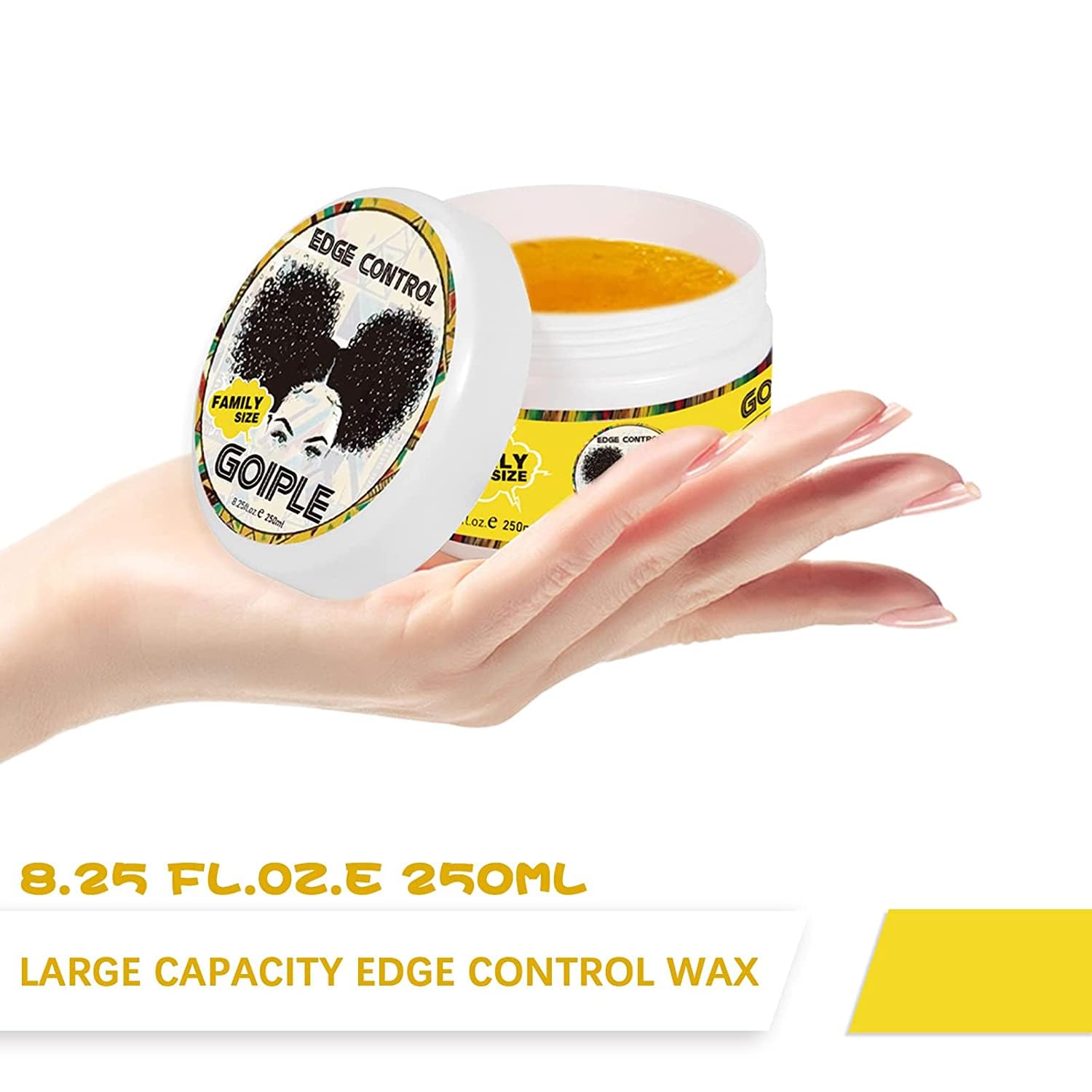 Goiple edge control wax suitable for all hair types including natural and wigs.