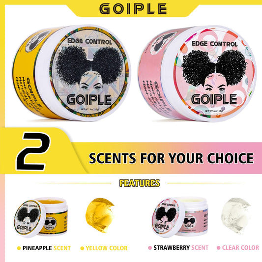 Goiple Edge Control Wax yellow 4oz pack for a non-greasy hold.