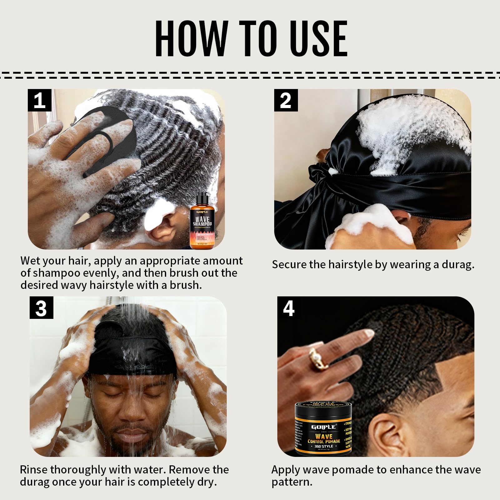 Goiple packaged wave care kit displaying complete routine for men.