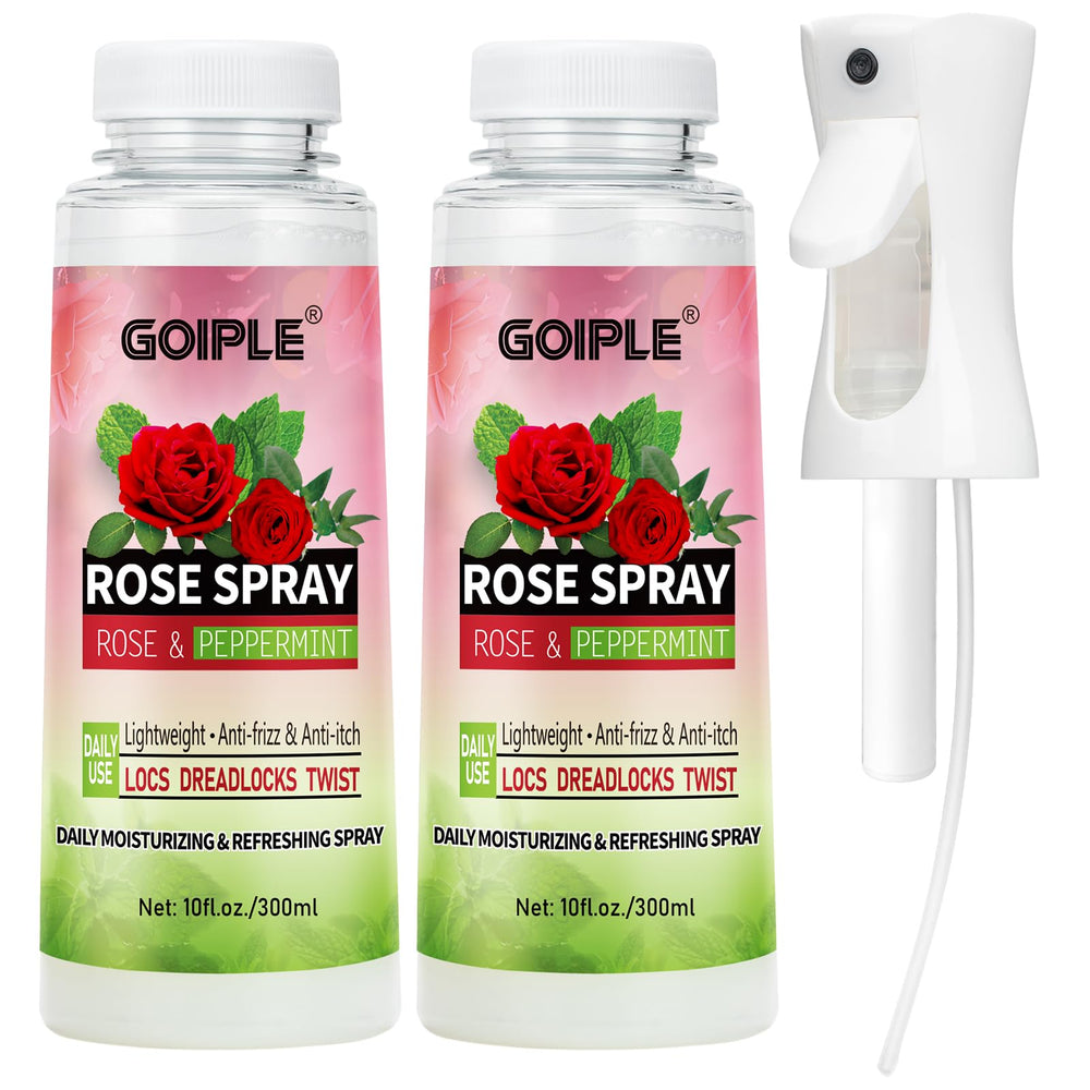 Goiple Rose Water Spray for Locs bottle delivering hydrating scalp care.