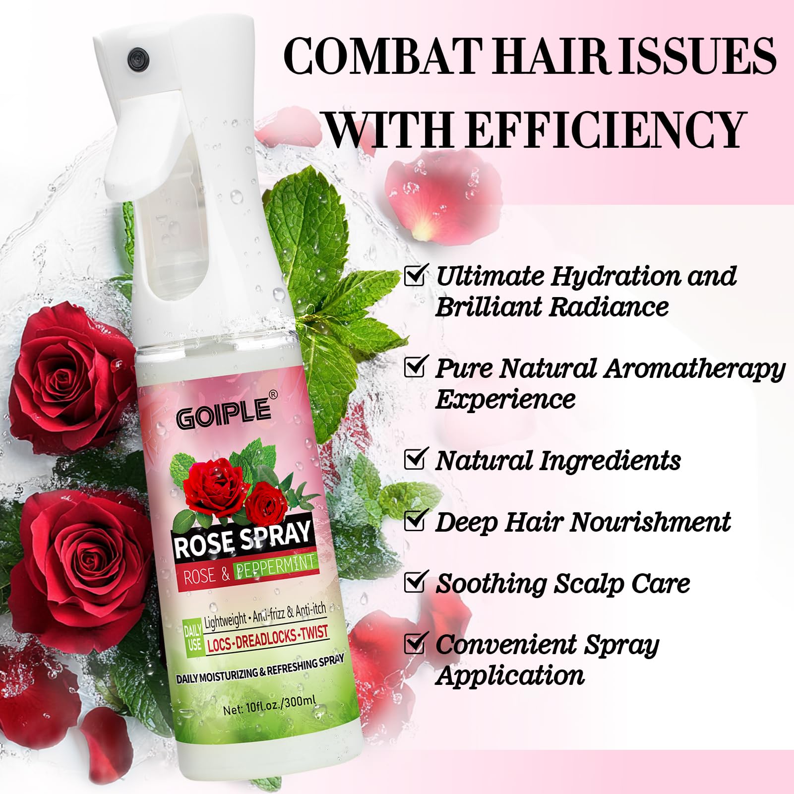 Goiple Rose Water Spray twist-outs glow with lightweight moisture and definition.