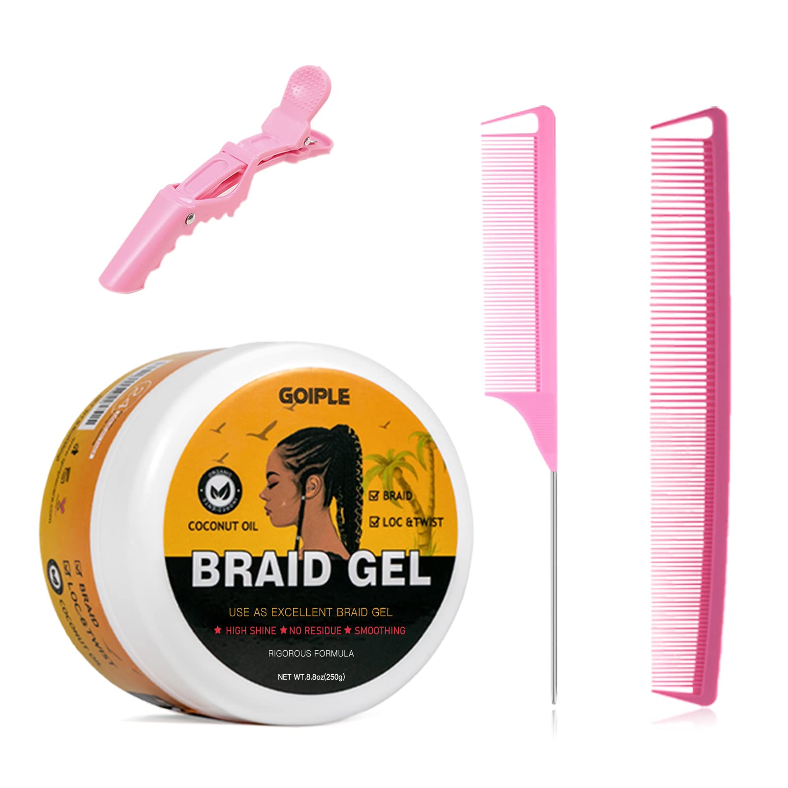 Goiple Strong Hold Braid Gel bottle front view for long-lasting smooth braids