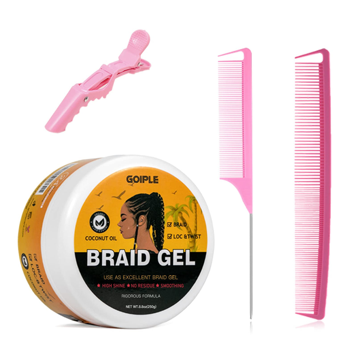 Goiple Strong Hold Braid Gel bottle front view for long-lasting smooth braids