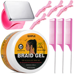Goiple strong hold braiding gel 8oz for sleek twists with lasting shine.