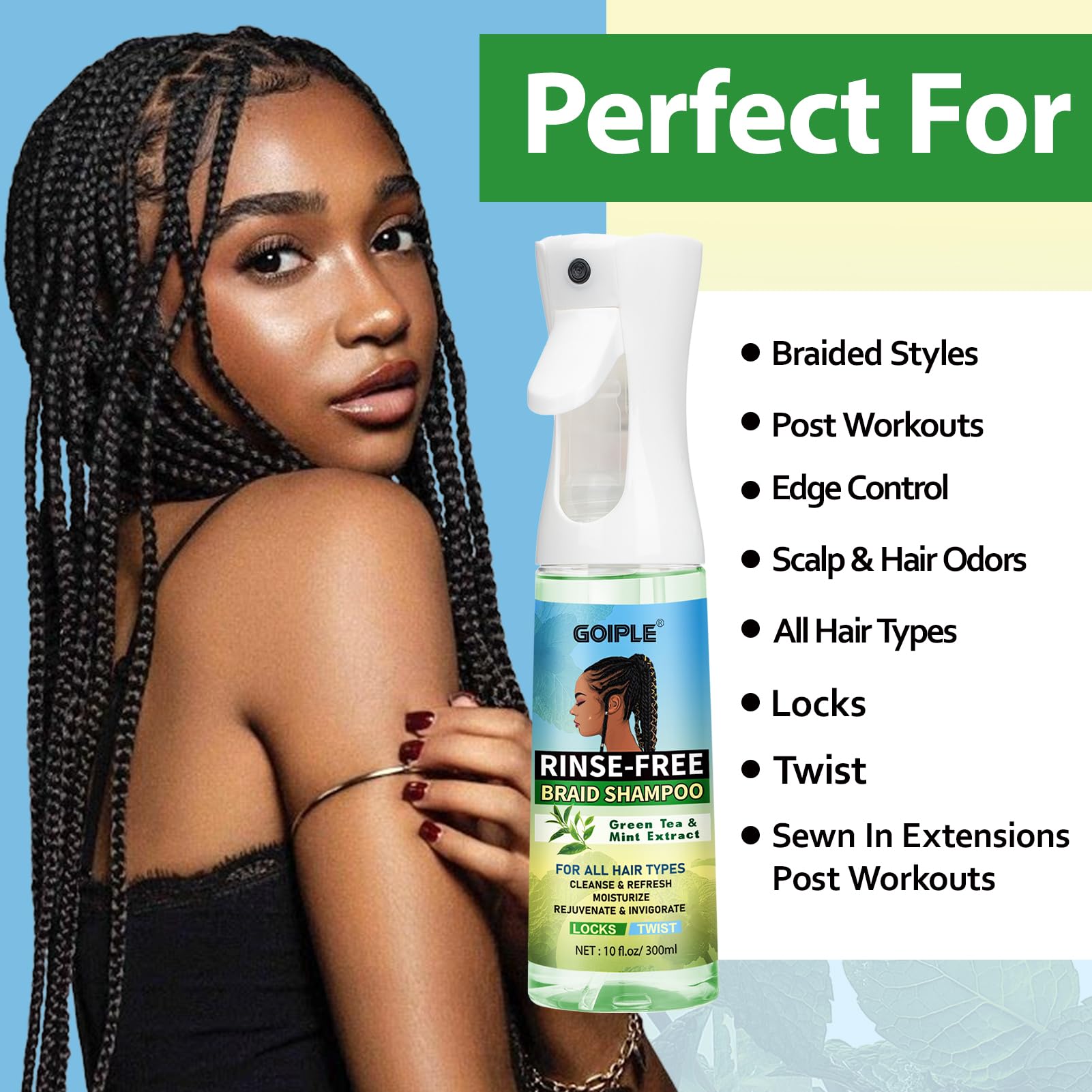 Goiple vegan cruelty-free ingredients label emphasizes natural ingredients for protective hairstyles.