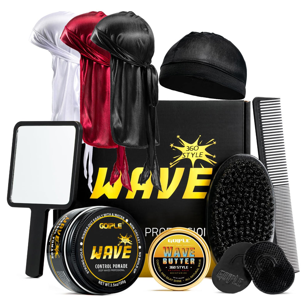Goiple Wave Pomade bottle enables durable hold for sleek, long-lasting waves.