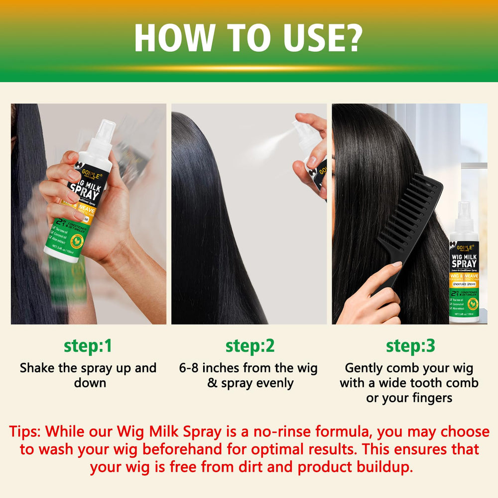 Goiple Wig Milk Spray no-rinse convenience ideal for busy mornings.