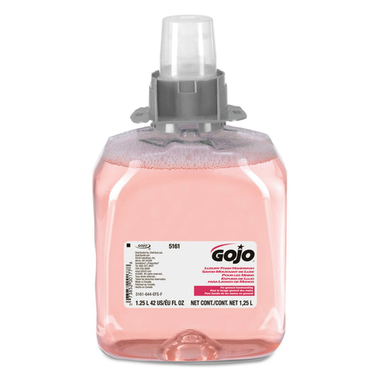 GOJO FMX-12 cranberry foam refill bottle shown to promote sink cleanliness