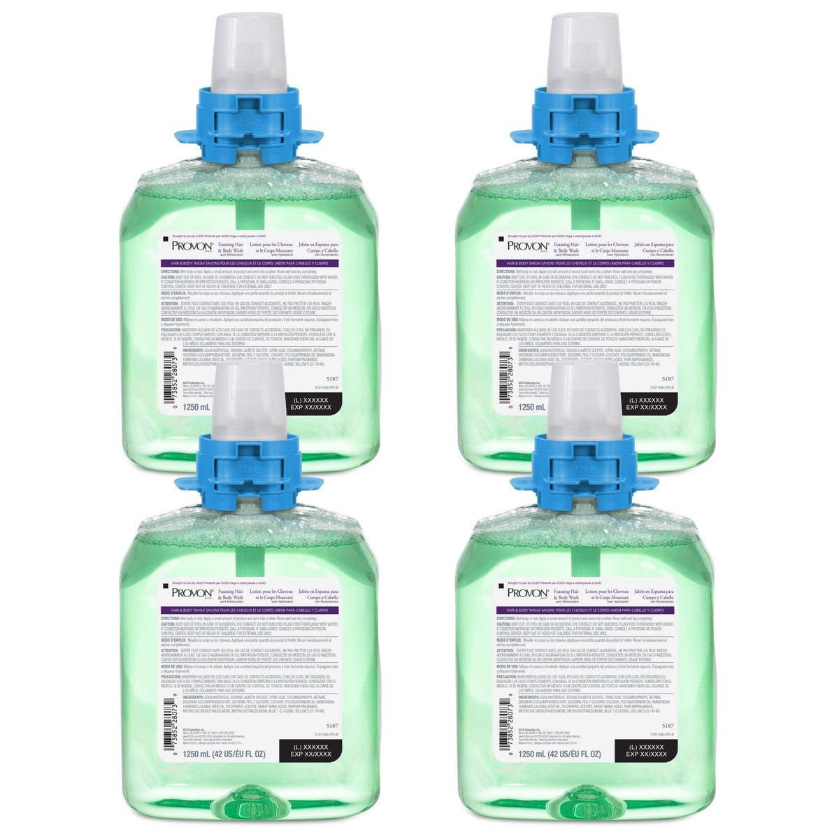 GOJO PROVON foaming wash refill 1250 mL in clear green for simple cleansing routines.