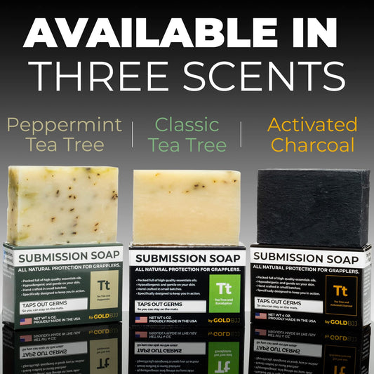 Close-up of Gold BJJ tea tree oil soap bar lather after workout