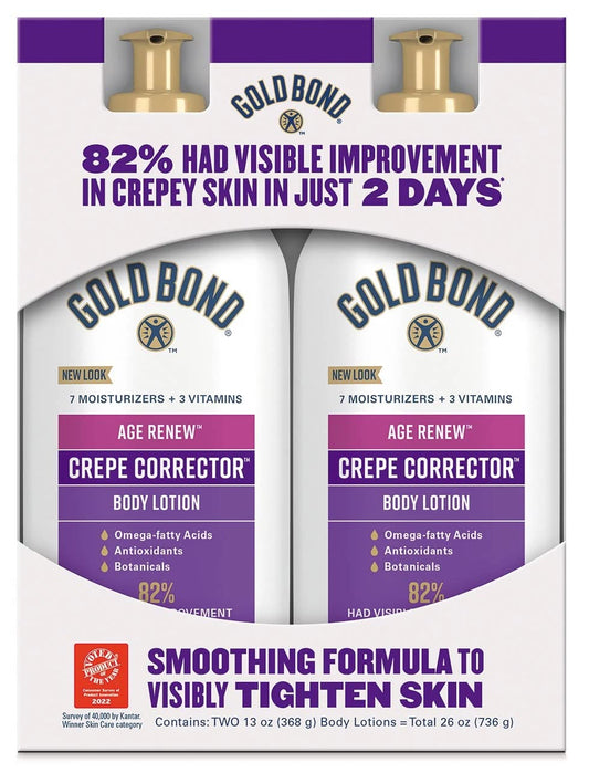 Gold Bond Age Renew Crepe Corrector duo-pack front view for smoother texture.