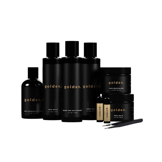 Golden Grooming The Unbearded Bundle beard shampoo bottle ready for daily beard care