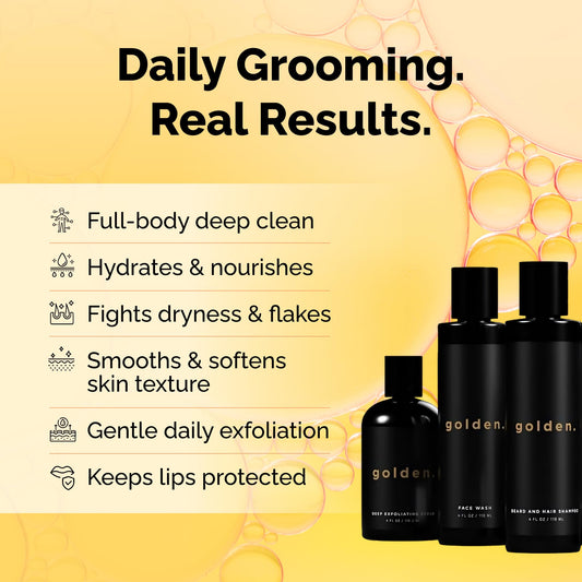 Golden Grooming The Unbearded Bundle body wash bottle for full-body cleansing