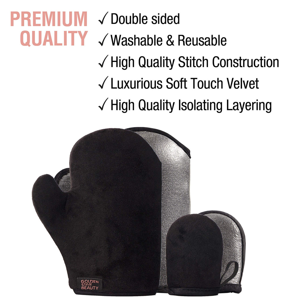 Golden Star Beauty body mitt with thumb for easy full-body coverage.