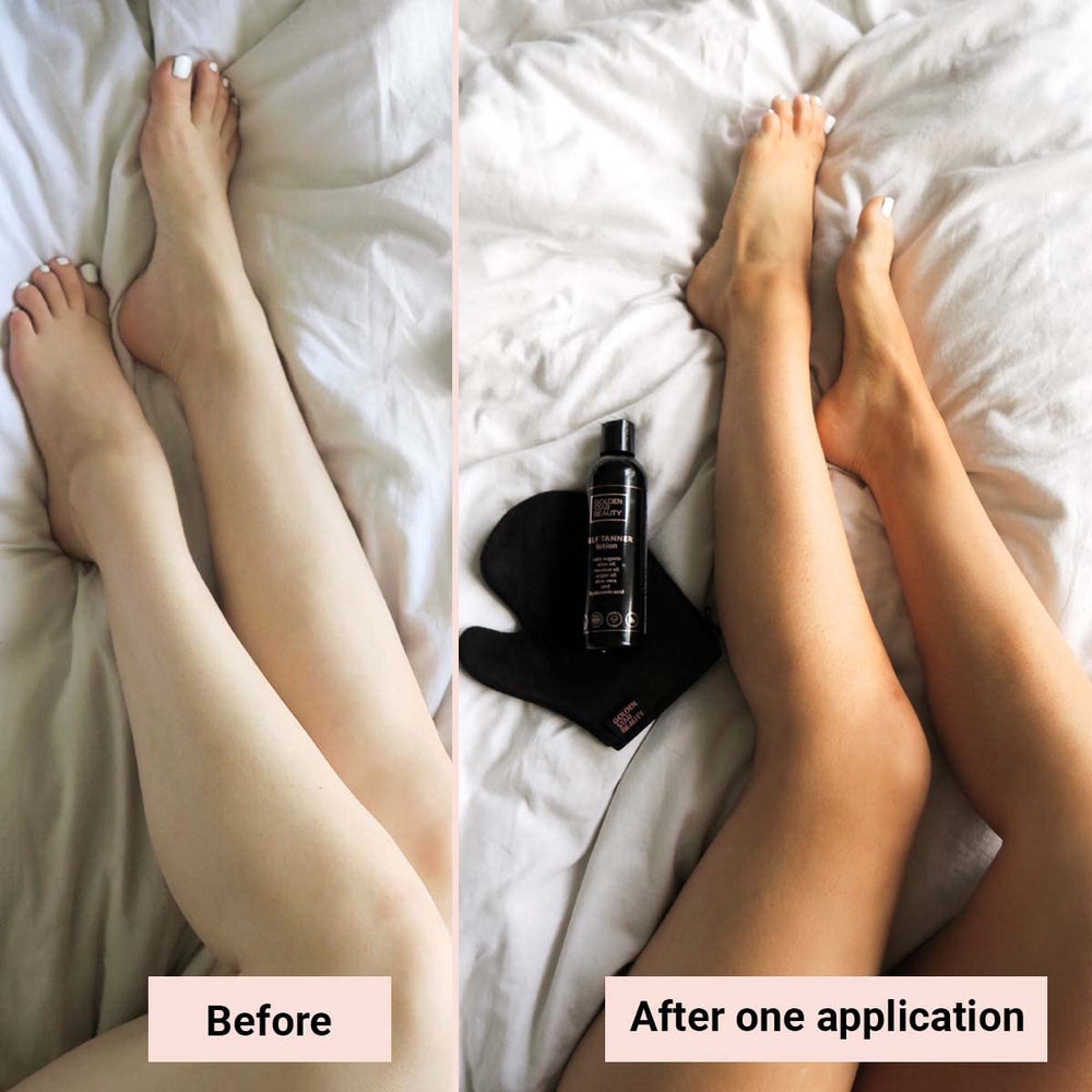 Golden Star Beauty streak-free tan result on skin after application.