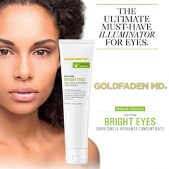Goldfaden MD Bright Eyes ingredients close-up highlighting Soy Peptide and Arnica benefits.